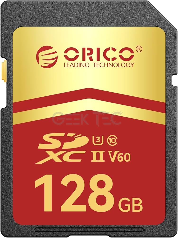 Carte SD ORICO 128 Go, UHS-II, C10, U3, V60, 4K UHD, Full HD,300 Mo/s